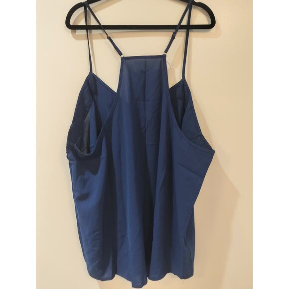 Dreamkue Plus 4X Navy Blue Cami Tank Embroidered Trim Spaghetti Strap - Picture 4 of 6